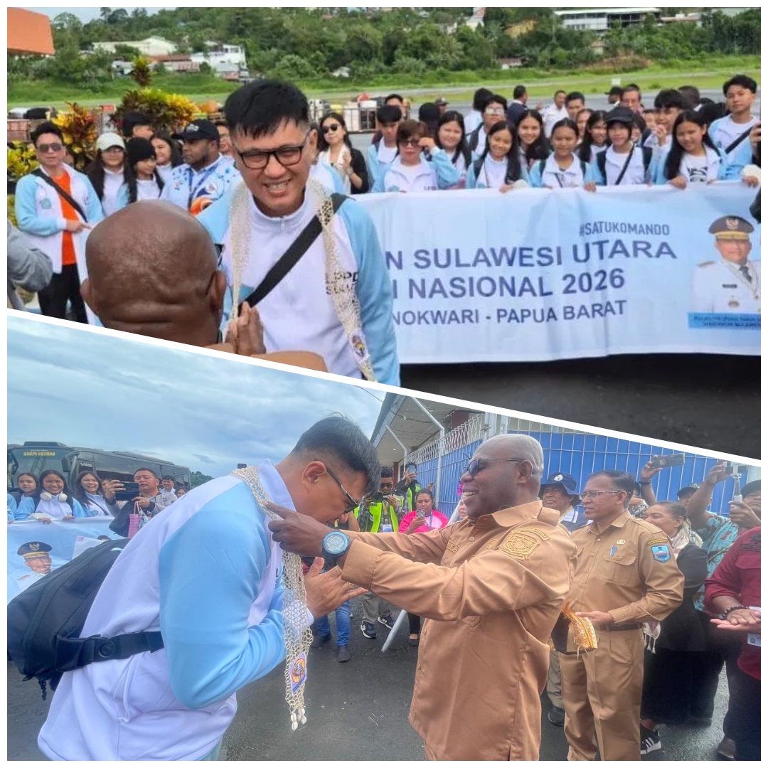 Kontingen Sulawesi Utara Tiba di Manokwari, Kepala Disbudpar Papua Barat Turut Lakukan Penyambutan